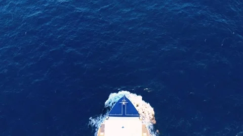 Top-down static aerial view of ship bow. Stock Footage 336227447