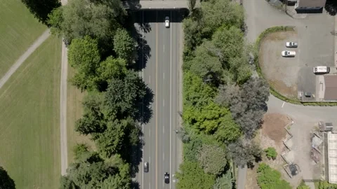 Top Down Static View of Highway Seattle Washington Drone Aerial Footage 스톡 동영상 335344790
