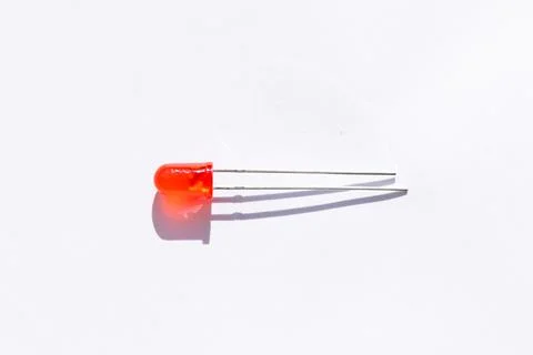 A top down studio portrait of a single red colored LED or color Light Emittin Stock Photos