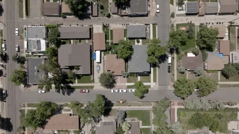 Top Down on Suburb of Sloan Lake Denver Colorado Drone Aerial View Stock-Footage 335417005