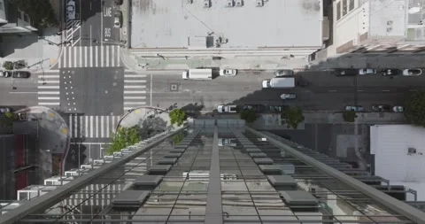 Top Down Suicide View from Highrise Los Angeles Drone Aerial View Stock Footage 201118037