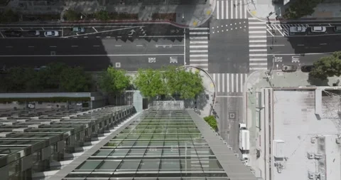 Top Down Suicide View from Highrise Los Angeles Drone Aerial View Stock Footage 201118069