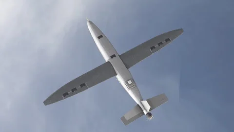 Top Down Sweeping Shot of Hornet Kamikaze Fixed Wing AI-Assisted Drone Flying 스톡 동영상 342306956
