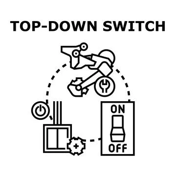 Top down switch concept with on off button Stock Illustration