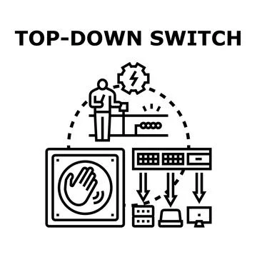 Top down switch controlling network devices concept Illustrazione stock
