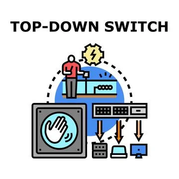 Top down switch controlling network devices concept Stock Illustration