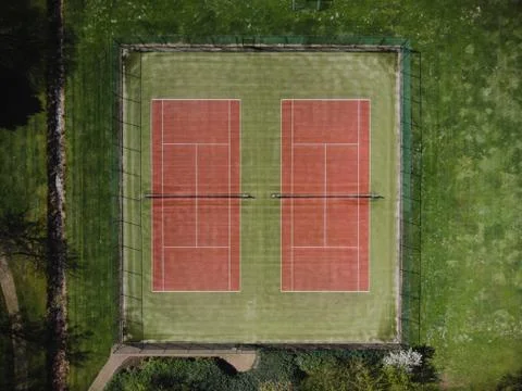 Top down tennis fields Stock Photos