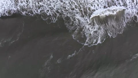 Top Down of Three surfers in the Atlantic Ocean 4K Stock Footage 271060616