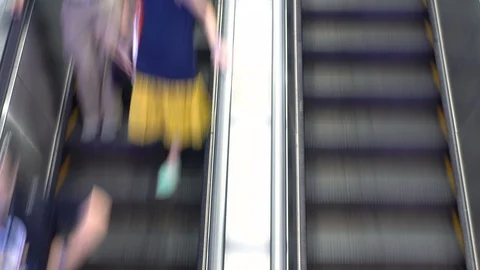 Top Down Timelapse of People on Escalator Stock Footage 94940983