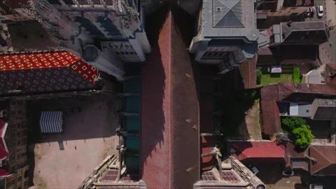 Top-down tracking drone of Sens Cathedral Stock Footage 342515742