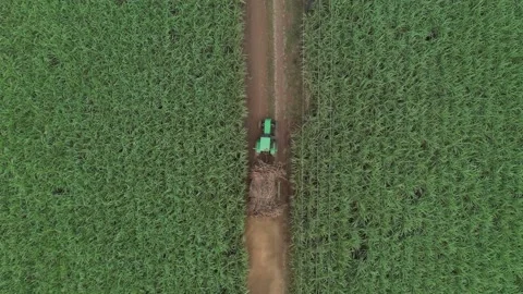 Top down of tractor in field Stock Footage 140839211