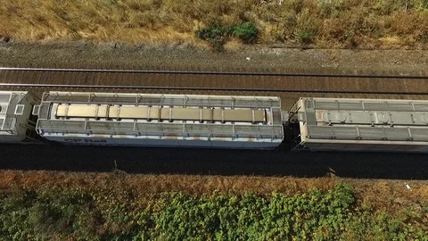 Top down of train passing by Stock Footage 87795218