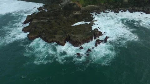 Top Down Tropical Ocean Texture and Coastal Water Pattern Stock Footage 335668702