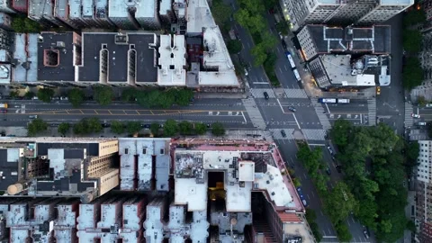 Top Down Truck Left Over the Street Grid of manhattan Video stock 345293290