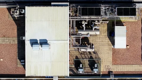 Top-down vertical aerial view looking directly down at a complex layout of Stock Footage 340901295