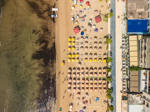 Top Down Vertical Drone View of Durres Beach Coastline Albania Stock Photos