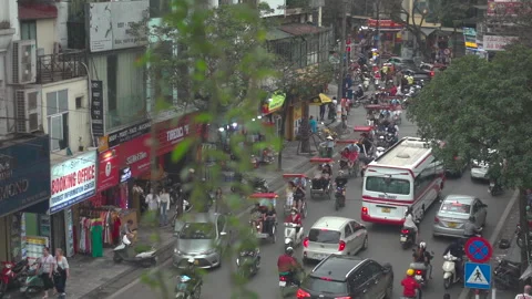 Top down video of traffic in Old Quarters in the morning Stock Footage 272284659