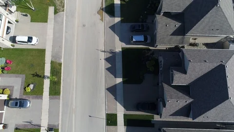 Top Down View Of Affluent Neighborhood With New Homes Mansions Under Constru Stock Footage 121586480