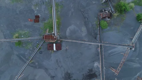 Top down view of aggregate processing plant and conveyor belt systems in Albay. Stock Footage 337072079