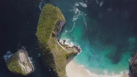 Top down view of the amazing secret beach with the magical turquoise waves Stock Footage 101667848