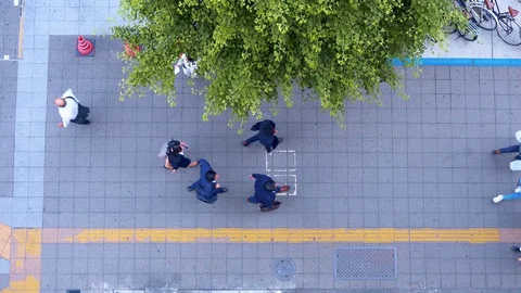 Top down view of anonymous pedestrians on the street in Tokyo Stock-Footage 123685901