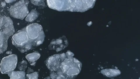 Top Down View Antarctic Drone Flight Over Float Ice Ocean. Video stock 123092812
