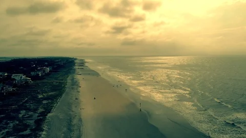 Top Down View Of Beach and Ocean Stock Footage 94634097