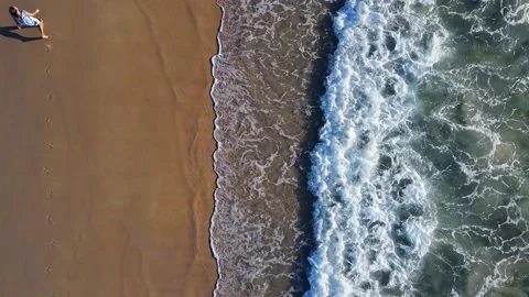 Top down view beach and sea. Aerial view of drone Stock Footage 233794937