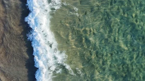 Top down view beach and sea. Aerial view of drone Stock Footage 233794989