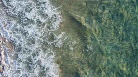 Top down view beach and sea. Aerial view of drone Stock Footage 233795061