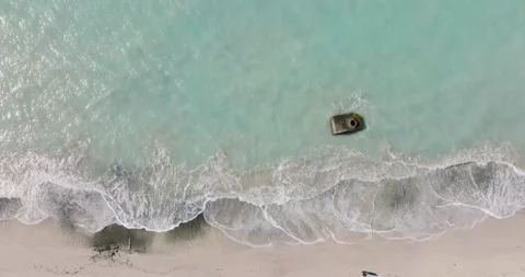 Top down view of Beach, turquoise water in ocean. Aerial seascape and landscape Stock Footage 191699963