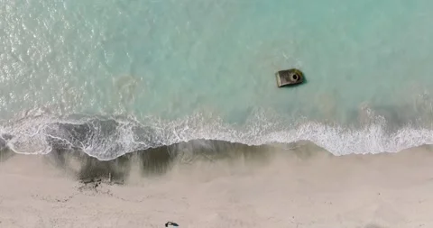 Top down view of Beach, turquoise water in ocean. Aerial seascape and landscape Stock Footage 191700412
