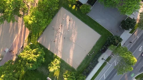 Top-Down View of Beach Volleyball Court Stock Footage 280412206