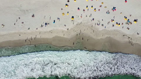 Top down view of beachgoers on large white beach Stock Footage 170724985