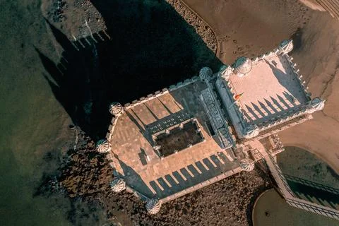 Top down view of Belem tower, Lisbon, Portugal on sunny day Stock Photos