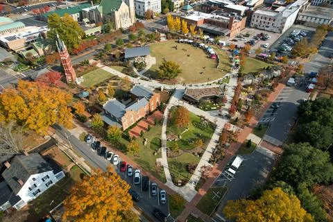 Top down view of Bell Tower Green in Salibury in North Carolina Stock Photos