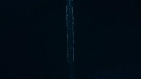 Top down view on boat trail on black ocean Stock Footage 160252913