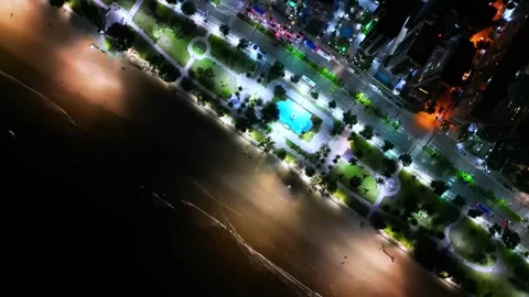 Top down view of Brazil beach at night. Stock Footage 240792872