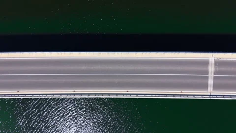 Top down view of bridge deck over green water, Bulgaria Video stock 344690773