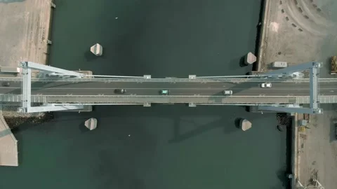 Top down view of bridge in Leça da Palmeira - Portugal Stock Footage 159467944