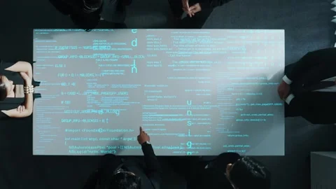 Top down view of business team share idea about coding prompt. Directorate. Stock Footage 277182278