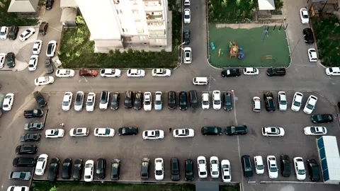 Top-down view of a busy parking lot Stock Footage 308739960
