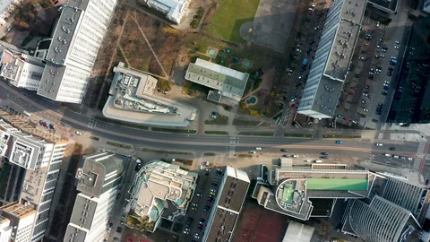 Top down view of busy street in Polish city Warsaw Stock Footage 105568746