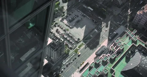 Top down view on busy street in Taipei city business district during sunny day. Stock Footage 144204856