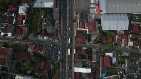Top down view of busy traffic at an intersection Stock Footage 261931394