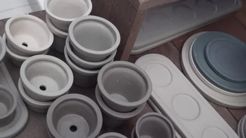 Top down view of cactus vases Stock Footage 103242013