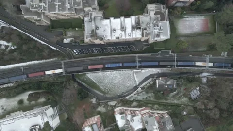 Top down view of cargo train Stock Footage 171608259