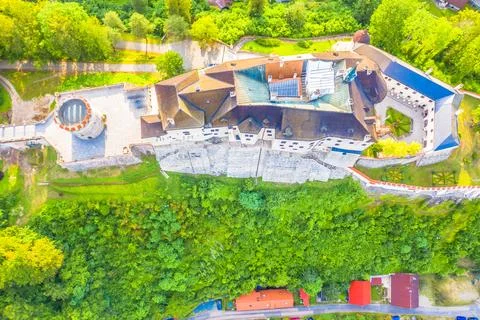 Top-Down View of Cesky Sternberk Castle, Czech Republic Stock Photos