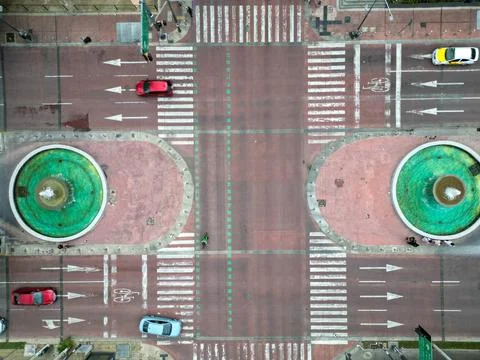 Top-down view of Chapultepec and Miguel Hidalgo intersection in Guadalajara Stock Photos