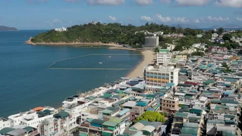 Top down view of Cheung Chau lantau island Video stock 160136017